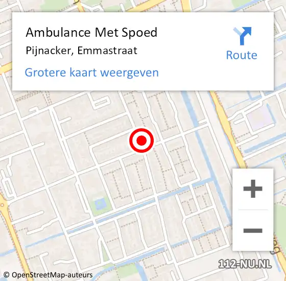 Locatie op kaart van de 112 melding: Ambulance Met Spoed Naar Pijnacker, Emmastraat op 25 juni 2024 19:46