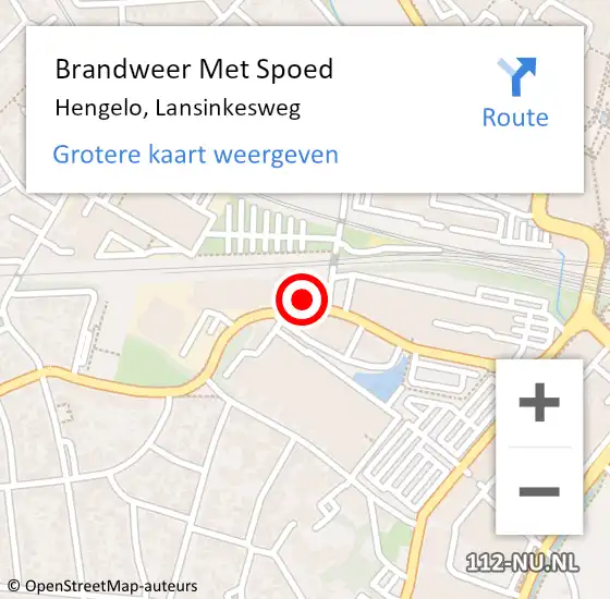 Locatie op kaart van de 112 melding: Brandweer Met Spoed Naar Hengelo, Lansinkesweg op 25 juni 2024 19:47