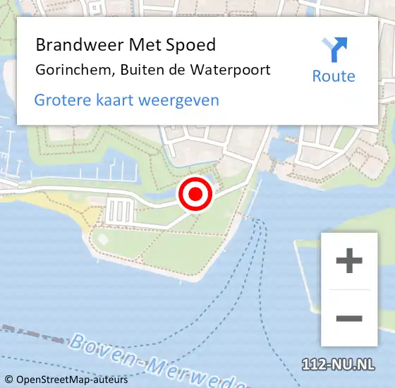 Locatie op kaart van de 112 melding: Brandweer Met Spoed Naar Gorinchem, Buiten de Waterpoort op 25 juni 2024 19:59