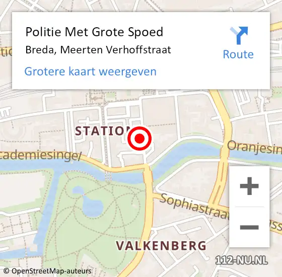 Locatie op kaart van de 112 melding: Politie Met Grote Spoed Naar Breda, Meerten Verhoffstraat op 25 juni 2024 19:59