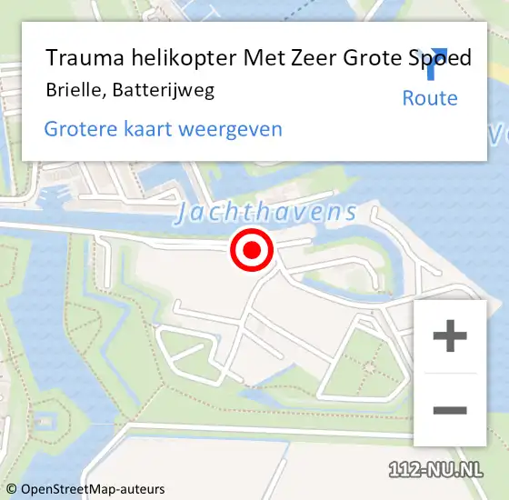 Locatie op kaart van de 112 melding: Trauma helikopter Met Zeer Grote Spoed Naar Brielle, Batterijweg op 25 juni 2024 20:01