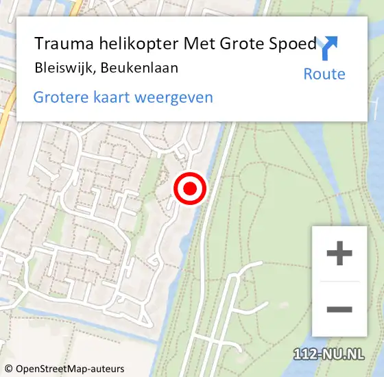 Locatie op kaart van de 112 melding: Trauma helikopter Met Grote Spoed Naar Bleiswijk, Beukenlaan op 25 juni 2024 20:02