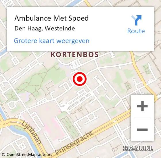 Locatie op kaart van de 112 melding: Ambulance Met Spoed Naar Den Haag, Westeinde op 25 juni 2024 20:08