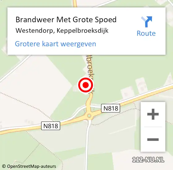 Locatie op kaart van de 112 melding: Brandweer Met Grote Spoed Naar Westendorp, Keppelbroeksdijk op 25 juni 2024 20:22