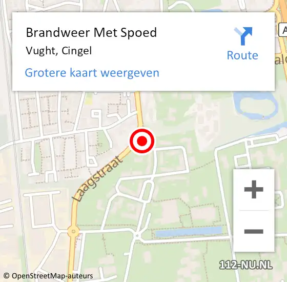 Locatie op kaart van de 112 melding: Brandweer Met Spoed Naar Vught, Cingel op 25 juni 2024 20:25