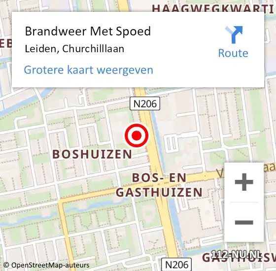 Locatie op kaart van de 112 melding: Brandweer Met Spoed Naar Leiden, Churchilllaan op 25 juni 2024 20:33