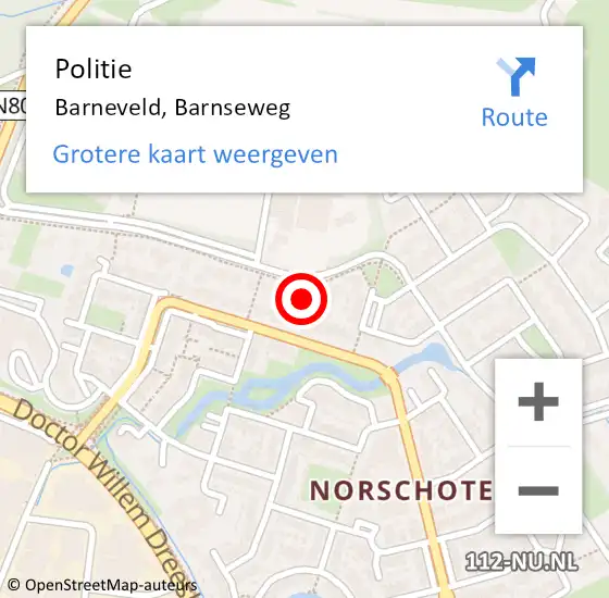 Locatie op kaart van de 112 melding: Politie Barneveld, Barnseweg op 25 juni 2024 20:37