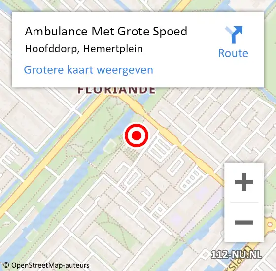 Locatie op kaart van de 112 melding: Ambulance Met Grote Spoed Naar Hoofddorp, Hemertplein op 25 juni 2024 20:41