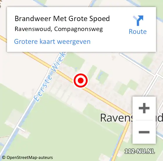 Locatie op kaart van de 112 melding: Brandweer Met Grote Spoed Naar Ravenswoud, Compagnonsweg op 25 juni 2024 20:41