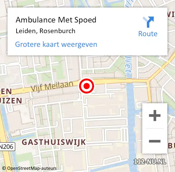 Locatie op kaart van de 112 melding: Ambulance Met Spoed Naar Leiden, Rosenburch op 25 juni 2024 21:02