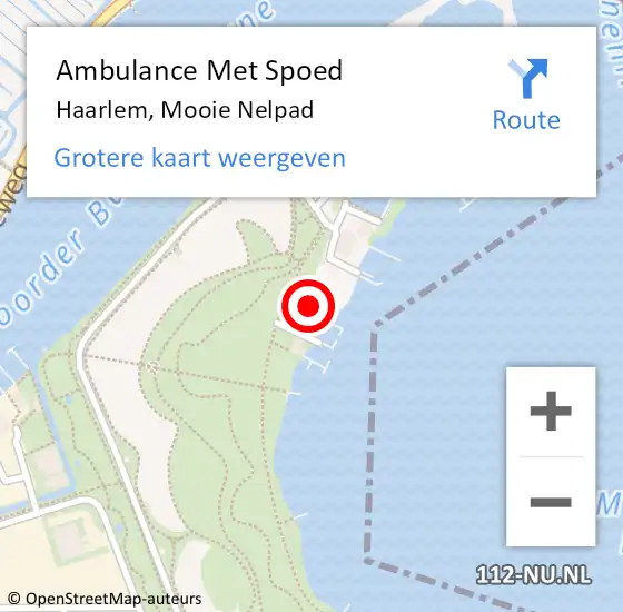 Locatie op kaart van de 112 melding: Ambulance Met Spoed Naar Haarlem, Mooie Nelpad op 25 juni 2024 21:05