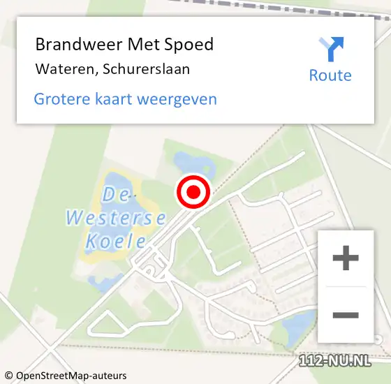 Locatie op kaart van de 112 melding: Brandweer Met Spoed Naar Wateren, Schurerslaan op 25 juni 2024 21:10