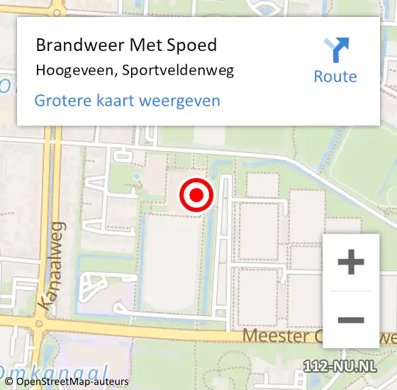 Locatie op kaart van de 112 melding: Brandweer Met Spoed Naar Hoogeveen, Sportveldenweg op 25 juni 2024 21:11