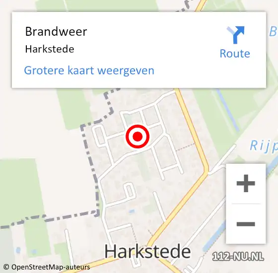 Locatie op kaart van de 112 melding: Brandweer Harkstede op 25 juni 2024 21:13