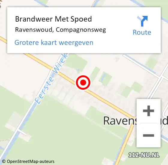 Locatie op kaart van de 112 melding: Brandweer Met Spoed Naar Ravenswoud, Compagnonsweg op 25 juni 2024 21:19