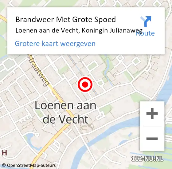 Locatie op kaart van de 112 melding: Brandweer Met Grote Spoed Naar Loenen aan de Vecht, Koningin Julianaweg op 25 juni 2024 21:22