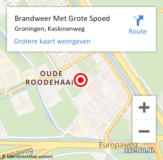 Locatie op kaart van de 112 melding: Brandweer Met Grote Spoed Naar Groningen, Kaskinenweg op 25 juni 2024 21:23