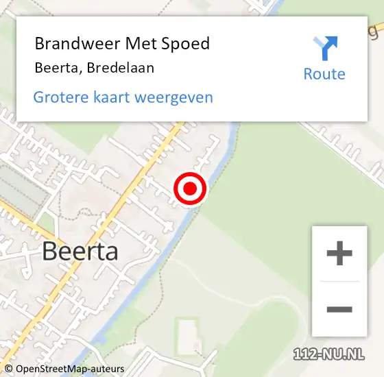 Locatie op kaart van de 112 melding: Brandweer Met Spoed Naar Beerta, Bredelaan op 25 juni 2024 21:30