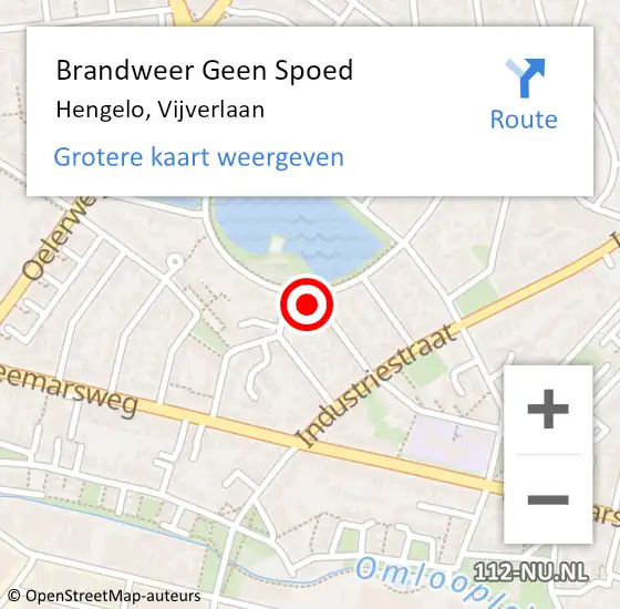 Locatie op kaart van de 112 melding: Brandweer Geen Spoed Naar Hengelo, Vijverlaan op 25 juni 2024 21:35