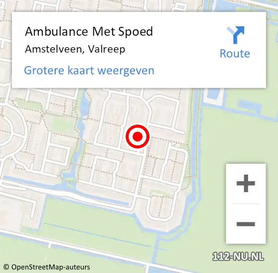 Locatie op kaart van de 112 melding: Ambulance Met Spoed Naar Amstelveen, Valreep op 25 juni 2024 21:37