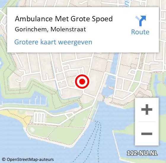 Locatie op kaart van de 112 melding: Ambulance Met Grote Spoed Naar Gorinchem, Molenstraat op 25 juni 2024 21:40