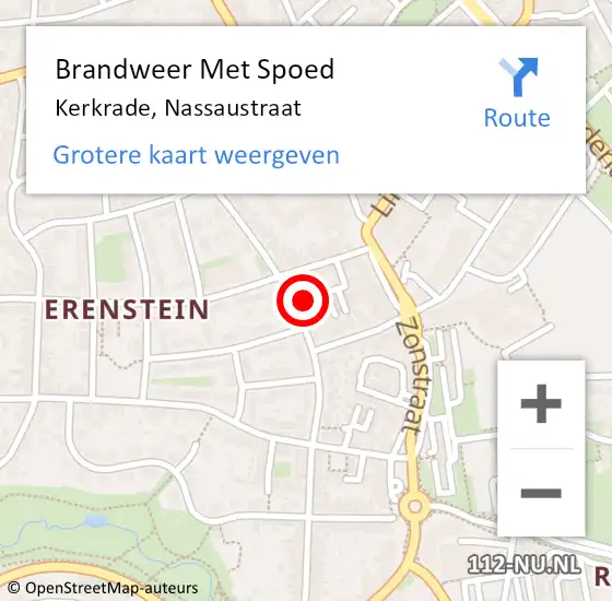 Locatie op kaart van de 112 melding: Brandweer Met Spoed Naar Kerkrade, Nassaustraat op 25 juni 2024 21:52