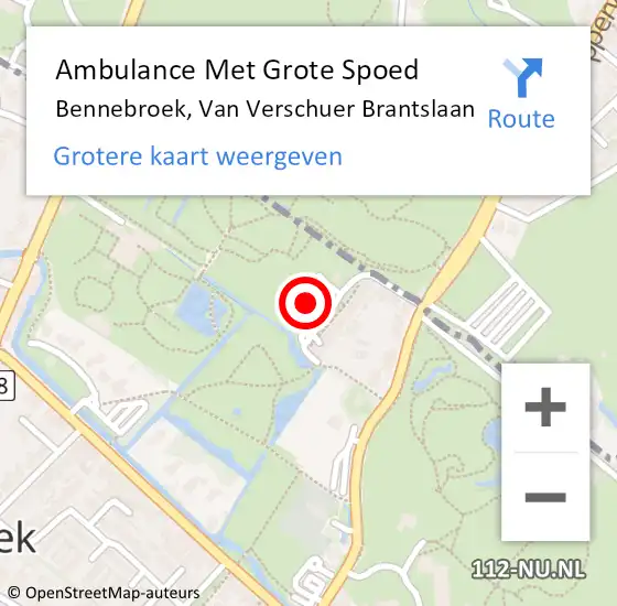 Locatie op kaart van de 112 melding: Ambulance Met Grote Spoed Naar Bennebroek, Van Verschuer Brantslaan op 25 juni 2024 21:54