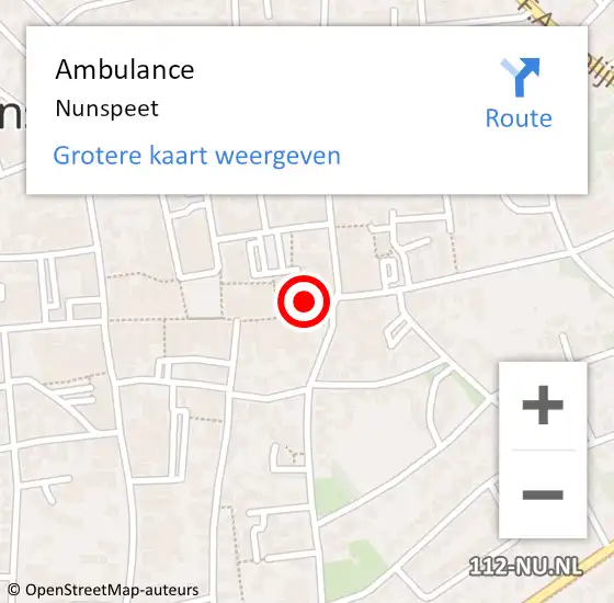 Locatie op kaart van de 112 melding: Ambulance Nunspeet op 25 juni 2024 22:07