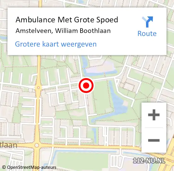 Locatie op kaart van de 112 melding: Ambulance Met Grote Spoed Naar Amstelveen, William Boothlaan op 25 juni 2024 22:07