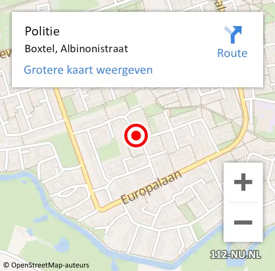 Locatie op kaart van de 112 melding: Politie Boxtel, Albinonistraat op 25 juni 2024 22:11