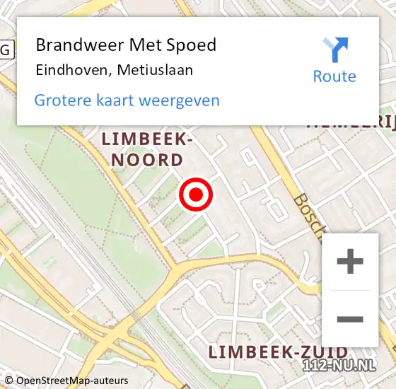 Locatie op kaart van de 112 melding: Brandweer Met Spoed Naar Eindhoven, Metiuslaan op 25 juni 2024 22:16