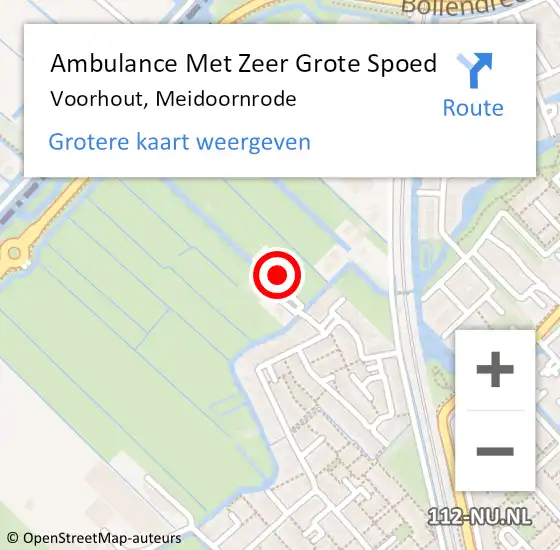 Locatie op kaart van de 112 melding: Ambulance Met Zeer Grote Spoed Naar Voorhout, Meidoornrode op 25 juni 2024 22:23