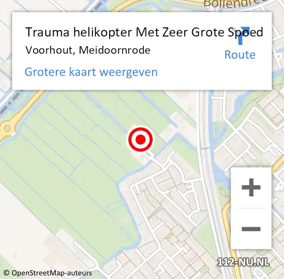 Locatie op kaart van de 112 melding: Trauma helikopter Met Zeer Grote Spoed Naar Voorhout, Meidoornrode op 25 juni 2024 22:24