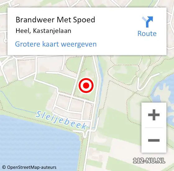 Locatie op kaart van de 112 melding: Brandweer Met Spoed Naar Heel, Kastanjelaan op 25 juni 2024 22:26