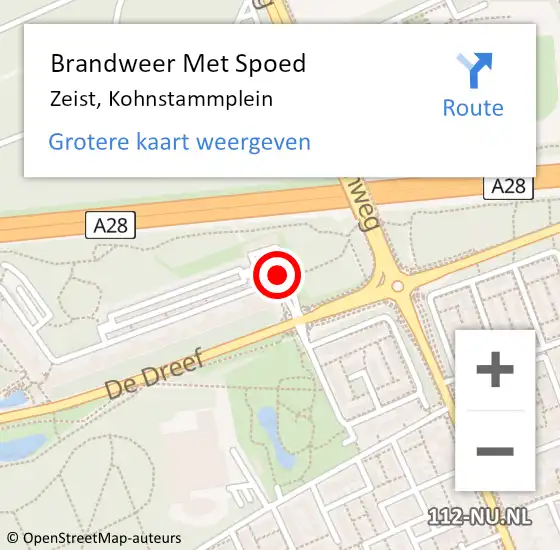 Locatie op kaart van de 112 melding: Brandweer Met Spoed Naar Zeist, Kohnstammplein op 25 juni 2024 22:42