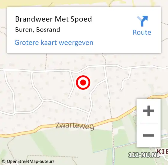 Locatie op kaart van de 112 melding: Brandweer Met Spoed Naar Buren, Bosrand op 25 juni 2024 23:07