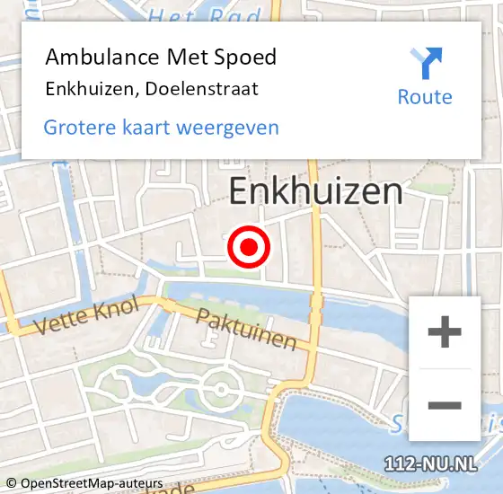 Locatie op kaart van de 112 melding: Ambulance Met Spoed Naar Enkhuizen, Doelenstraat op 25 juni 2024 23:11