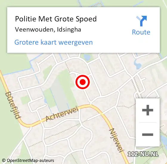 Locatie op kaart van de 112 melding: Politie Met Grote Spoed Naar Veenwouden, Idsingha op 25 juni 2024 23:43