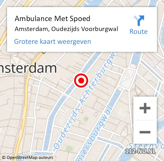 Locatie op kaart van de 112 melding: Ambulance Met Spoed Naar Amsterdam, Oudezijds Voorburgwal op 25 juni 2024 23:45