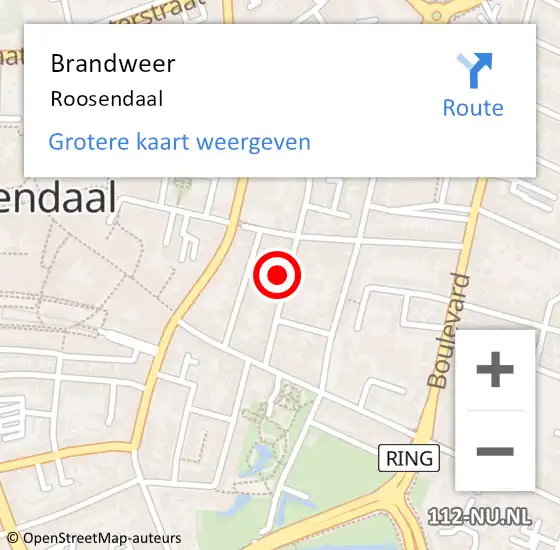 Locatie op kaart van de 112 melding: Brandweer Roosendaal op 26 juni 2024 00:00