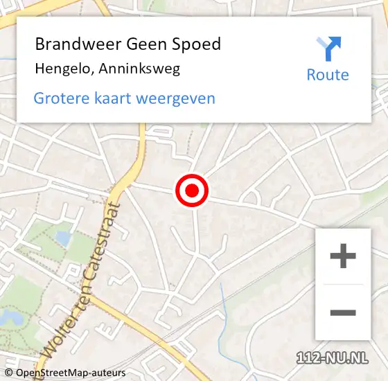 Locatie op kaart van de 112 melding: Brandweer Geen Spoed Naar Hengelo, Anninksweg op 26 juni 2024 00:18