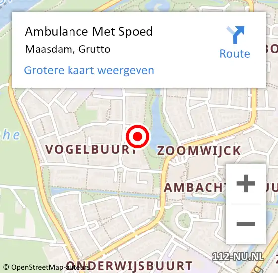 Locatie op kaart van de 112 melding: Ambulance Met Spoed Naar Maasdam, Grutto op 26 juni 2024 00:28