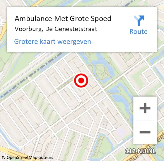 Locatie op kaart van de 112 melding: Ambulance Met Grote Spoed Naar Voorburg, De Genestetstraat op 26 juni 2024 00:47