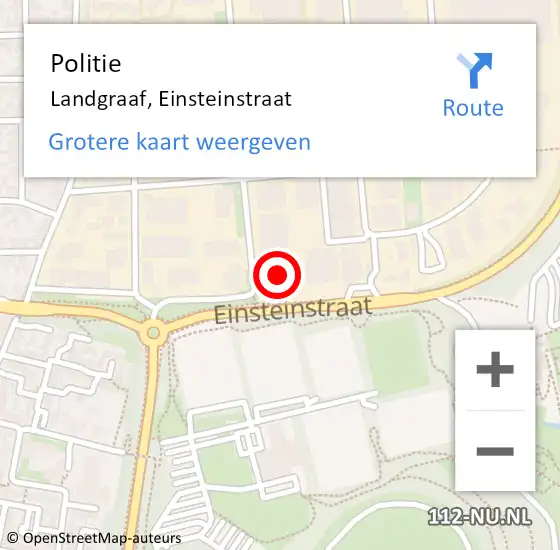 Locatie op kaart van de 112 melding: Politie Landgraaf, Einsteinstraat op 26 juni 2024 01:07