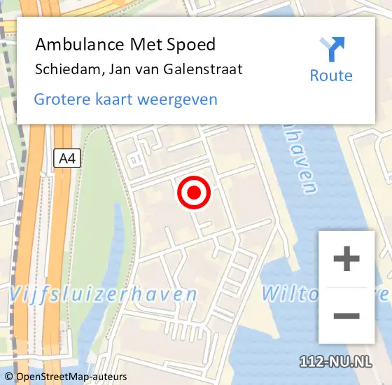 Locatie op kaart van de 112 melding: Ambulance Met Spoed Naar Schiedam, Jan van Galenstraat op 26 juni 2024 01:10