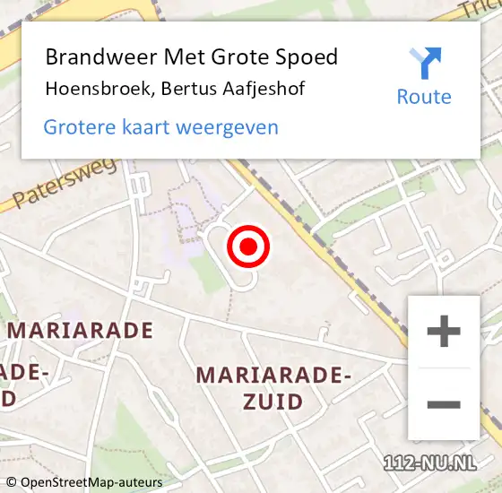 Locatie op kaart van de 112 melding: Brandweer Met Grote Spoed Naar Hoensbroek, Bertus Aafjeshof op 26 juni 2024 01:36