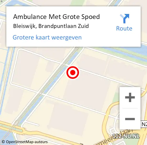 Locatie op kaart van de 112 melding: Ambulance Met Grote Spoed Naar Bleiswijk, Brandpuntlaan Zuid op 26 juni 2024 01:43