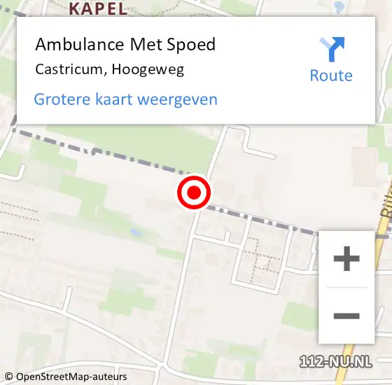 Locatie op kaart van de 112 melding: Ambulance Met Spoed Naar Castricum, Hoogeweg op 26 juni 2024 01:57