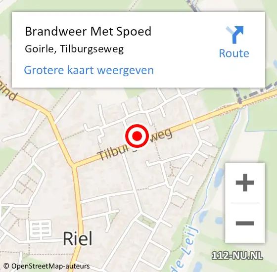 Locatie op kaart van de 112 melding: Brandweer Met Spoed Naar Goirle, Tilburgseweg op 26 juni 2024 03:20