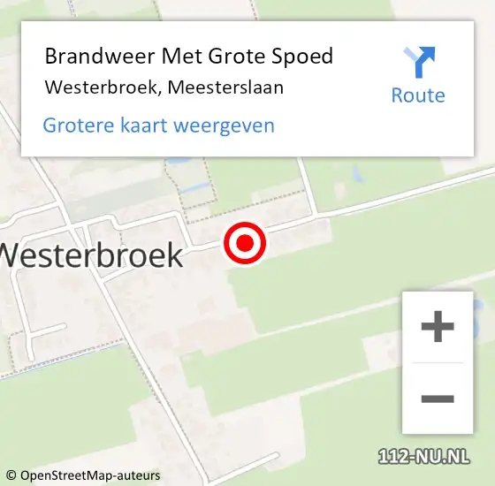 Locatie op kaart van de 112 melding: Brandweer Met Grote Spoed Naar Westerbroek, Meesterslaan op 26 juni 2024 03:57